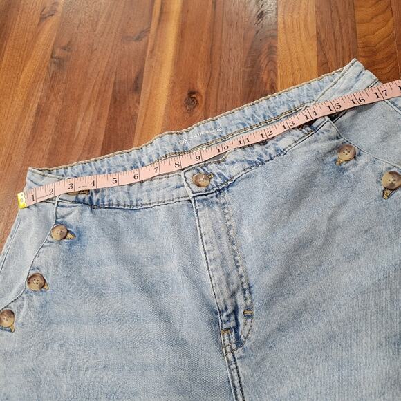 On 34 Sailor Jeans Sailor Buttons At Sides High Rise Wide Leg Size 16/33 - Picture 12 of 12